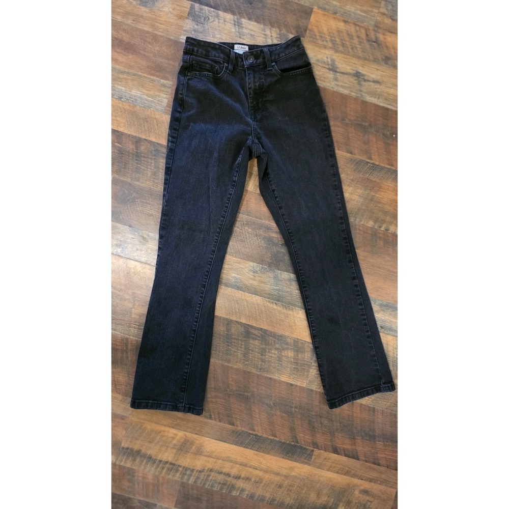Vintage LL Bean 90s Women Black Faded Denim Jeans Classic Fit Sz 2 Reg Straight